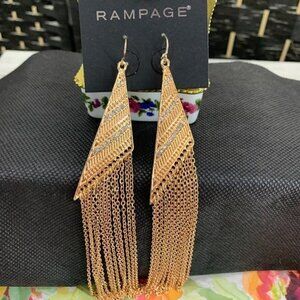 Rampage Rose-Gold Geometric XL Fringe Earrings